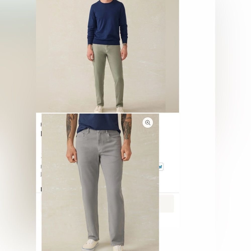 Faherty Bundle Stretch Terry 5-Pocket Pant Bundle - Iron and Faded Olive 29/30